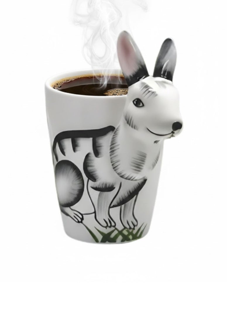 SOLARAE 3D Rabbit-Themed Ceramic Mug – Unique Animal Handle Coffee Cup - Image 2